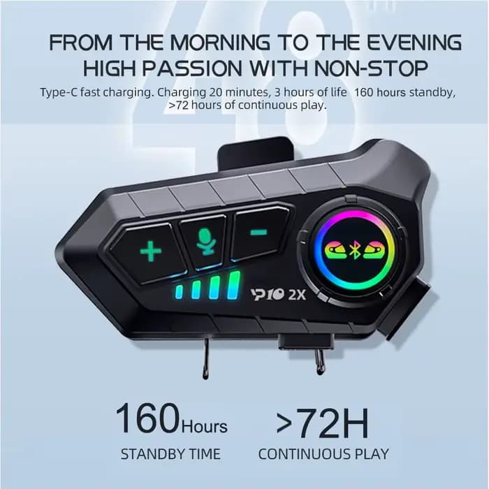 Kebidumei YP10 Bluetooth casque de Moto Interphone 300M Intercomunicador sans fil 2000Mah
