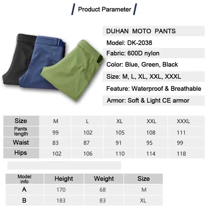 DUHAN pantalon de Moto été respirant