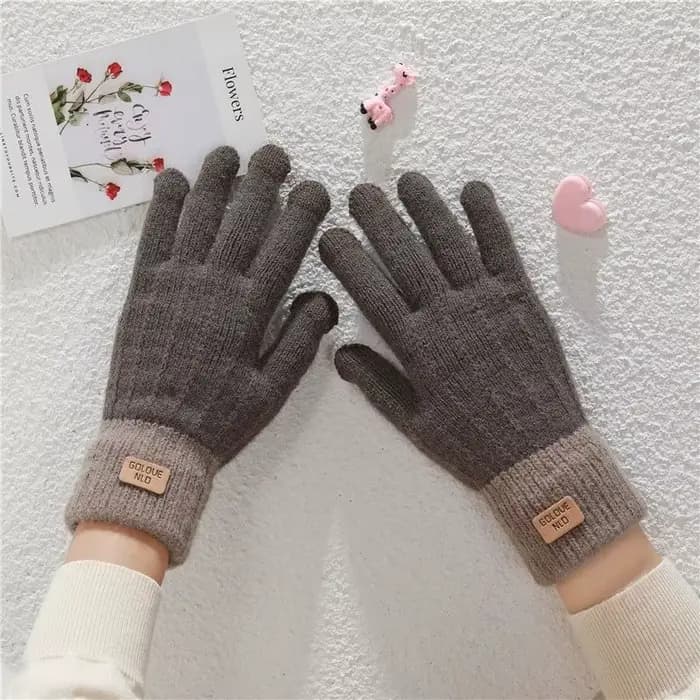 Gants pour femmes en hiver chaud Imitation cachemire écran tactile étudiant mignon avec velours épais tricoté cinq