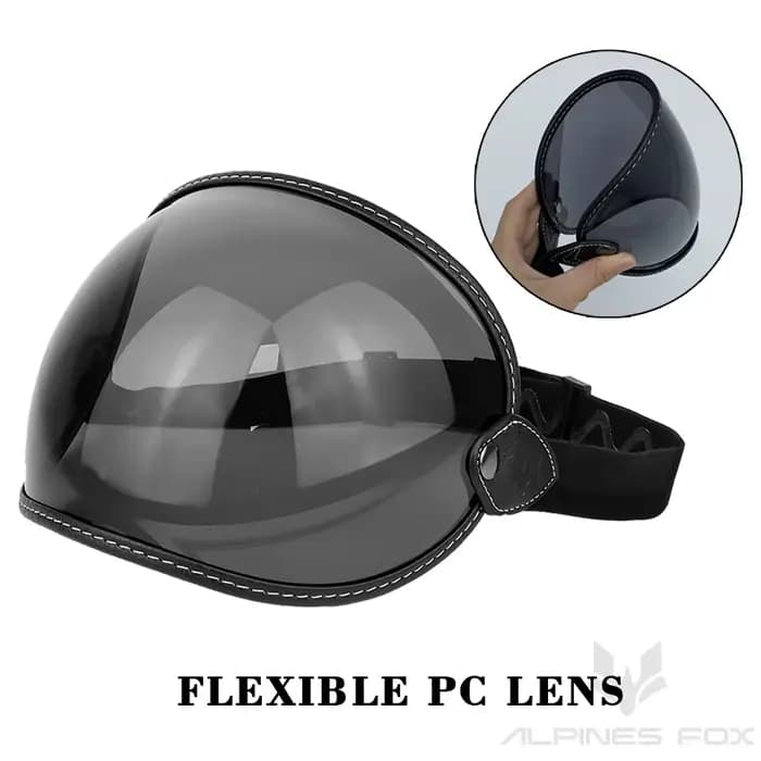 Noir rétro universel casque de moto bulle bouclier visière lentille haute élasticité