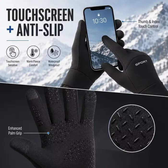 Gants de cyclisme chauds d'hiver SPORT avec fonction tactile