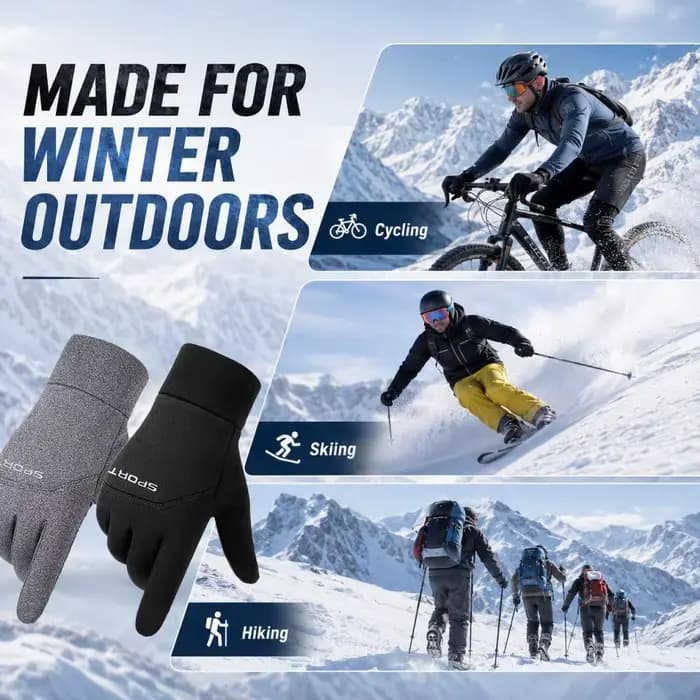 Gants de cyclisme chauds d'hiver SPORT avec fonction tactile