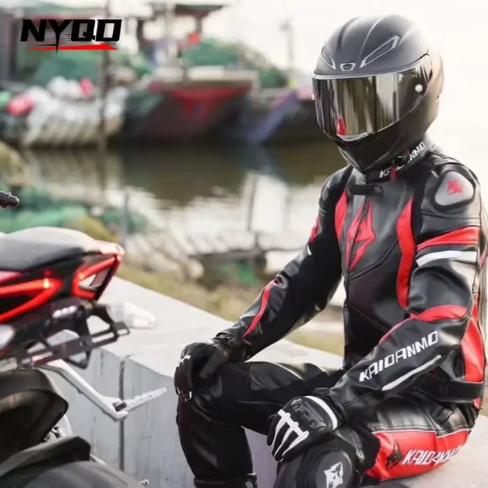 Combinaison de moto en cuir anti-chute pour homme