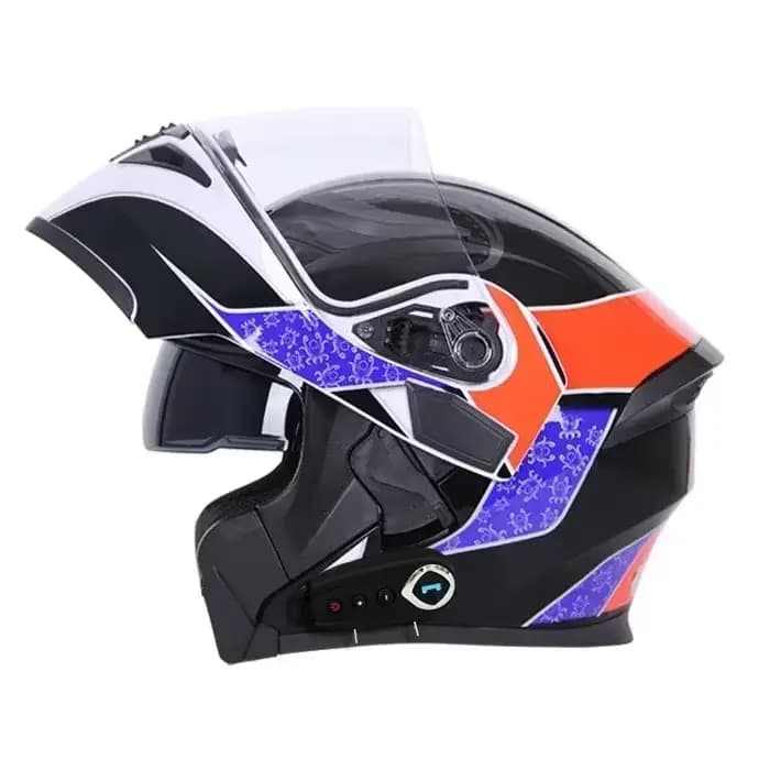 Nouveau casque Bluetooth visière rabattable double lentille Casco Moto Cool
