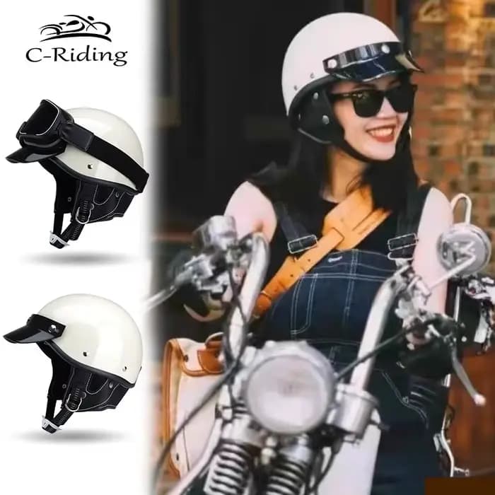Demi-Casque de Moto Rétro pour Homme et Femme