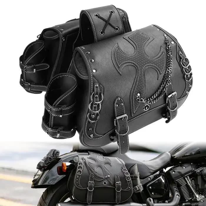 Sacs de selle de moto rétro en cuir PU