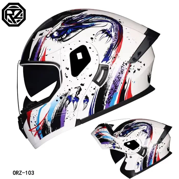103-Casque de moto avec visage exposé
