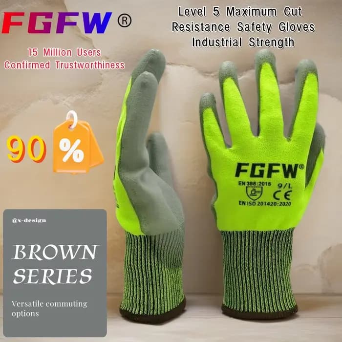 3 paires de gants résistants aux coupures de niveau militaire 5 EN388/CE/ISO-fibre de verre HPPE