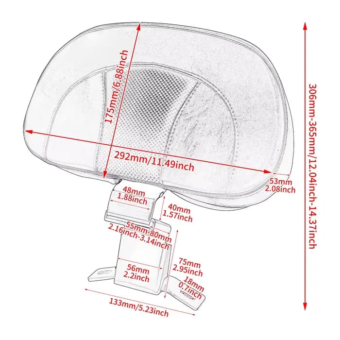 Support de dossier de conducteur avant de moto