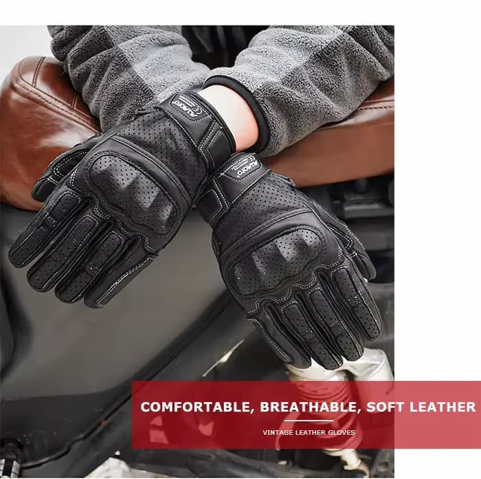 Gants de moto en cuir de peau de chèvre marron d'été pour hommes