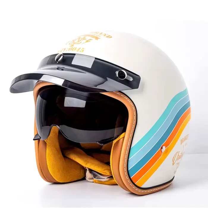 Casque moto rétro trois-quarts