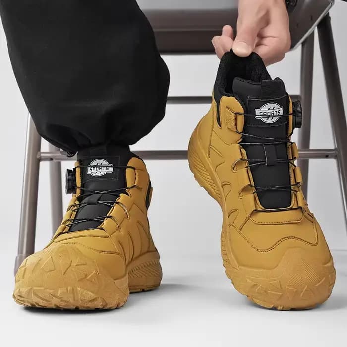 Bottes de motard jaunes de rue pour hommes