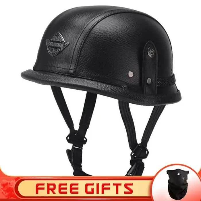 Casque de Moto Demi-Ouvert en Cuir PU
