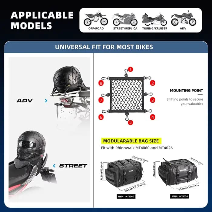 Rhinowalk – filet élastique pour casque de moto