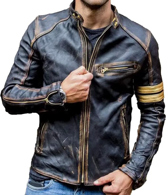 Veste de motard noire pour hommes