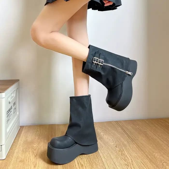 Bottines de motard à plateforme pour femmes