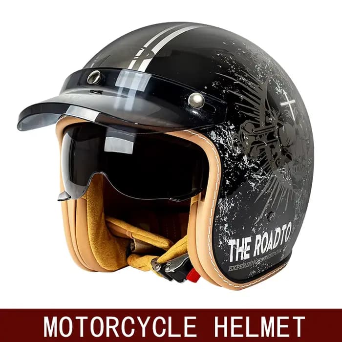 Nouveau demi-casque rétro casque de moto hiver trois-quarts hommes croisière américain