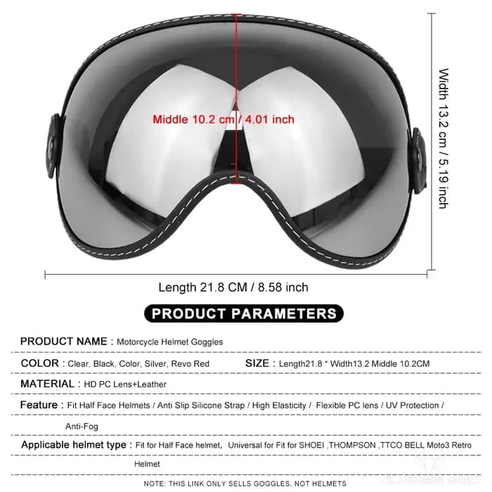 Lunettes de casque de moto universelles pour Shoei Vintage