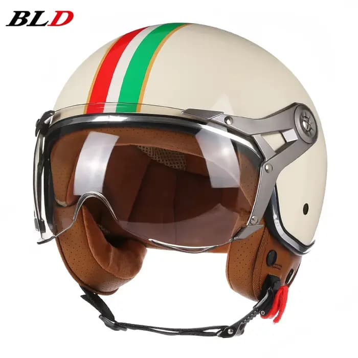 Casque de Moto Vintage BLD Jet avec visière