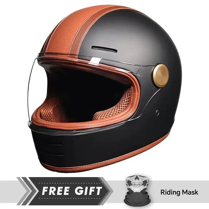 Casque de moto intégral rétro avec lentille transparente – Capacités tout-terrain