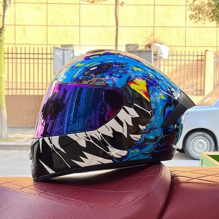 Casque de moto intégral avec double lentille