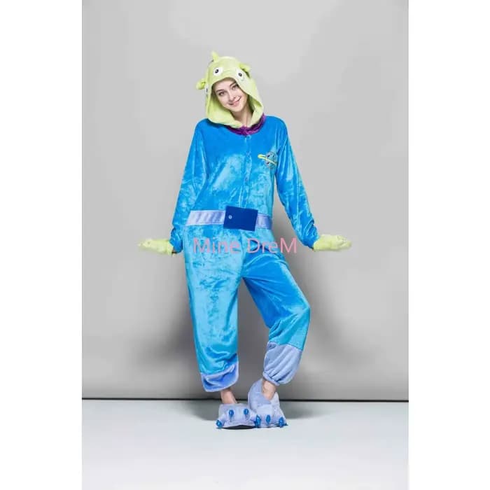 Fermeture éclair et bouton Alien Onesies pyjamas dessin animé Animal Cosplay Costume combinaison adulte Onesies vêtements de nuit Halloween Kigurumi