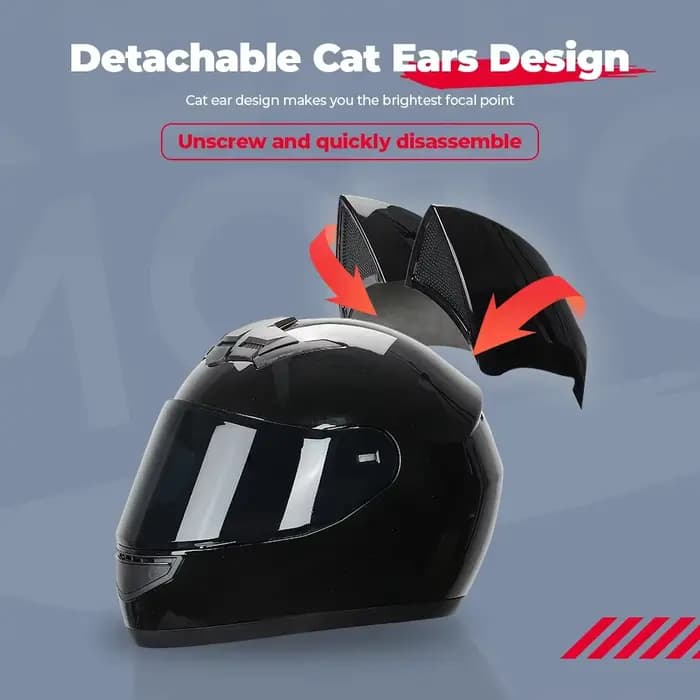 Casque de moto à oreilles de chat pour femmes