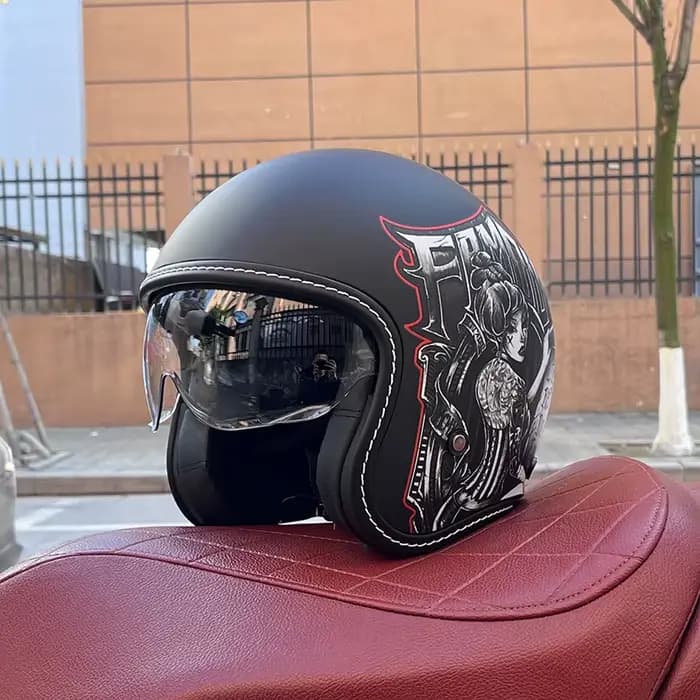 Demi-Casque de Moto Rétro pour Homme et Femme