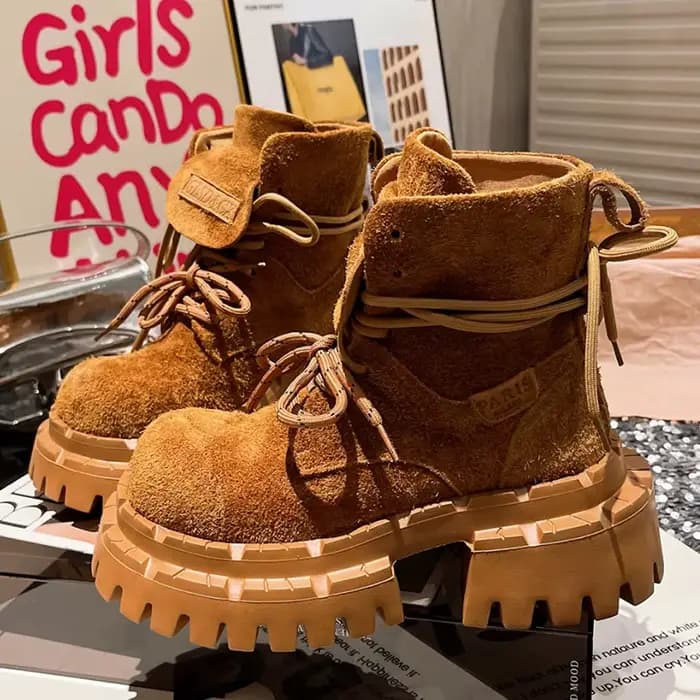 Femmes Punk plate-forme bottes chaussures décontractées de haute qualité en plein air fond épais