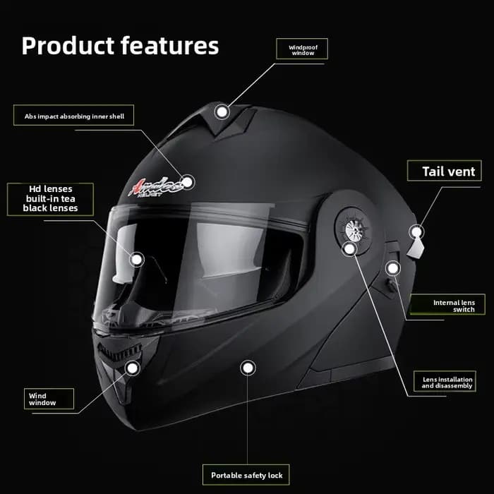 Casques de Moto universels Double visières casque rabattable modulaire