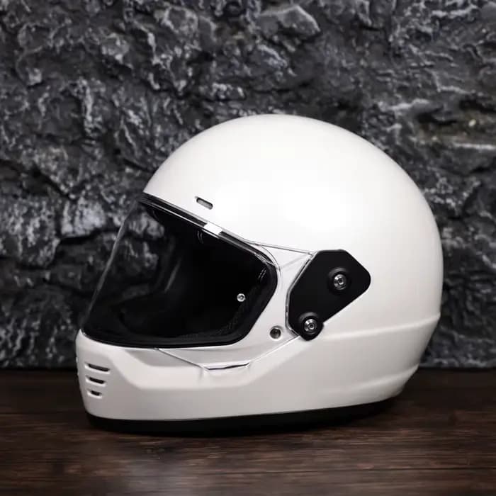 Casques de moto intégraux en cuir rétro avec lentille transparente