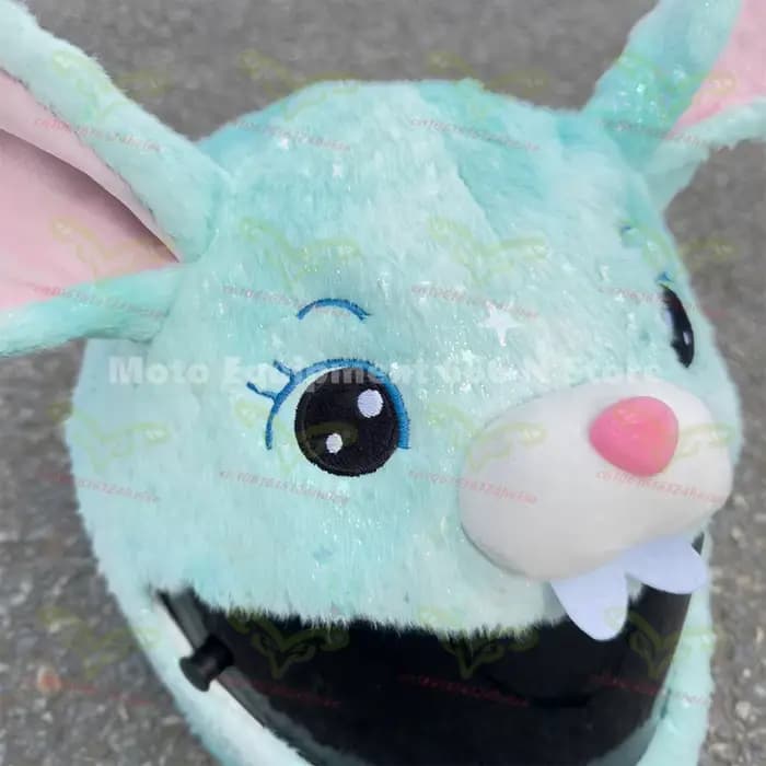 Housse de casque de moto mignonne avec des sequins en forme de lapin