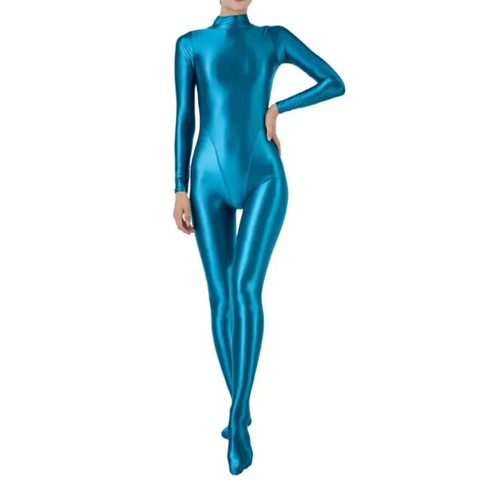 Combinaison brillante pour femmes, maillot de bain une pièce, manches longues, collants complets, Body, entraînement, Fitness, Yoga, protection contre les éruptions cutanées