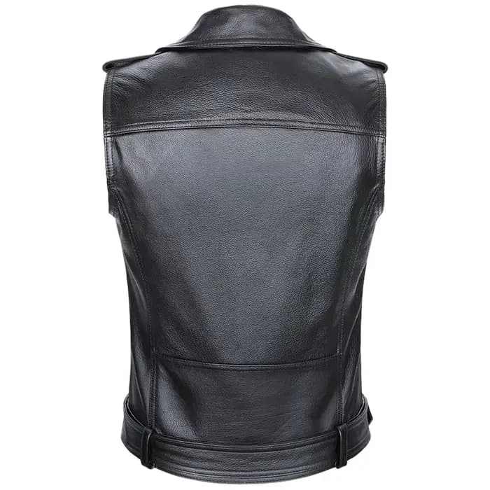 Veste de moto classique en cuir de vachette pour homme