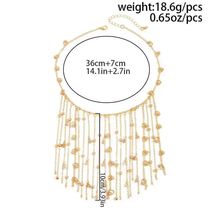 Collier ras de cou tendance avec chaîne à pampilles et perles, style vintage, réglable, couleur or, bijoux de fête, accessoires de cou pour femmes