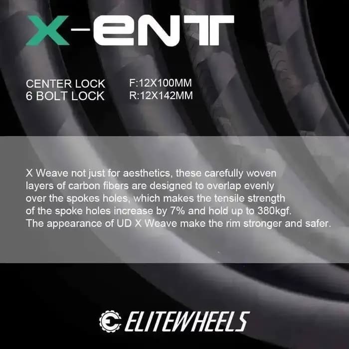 Jeu de roues en carbone ELITEWHEELS ENT X WEAVE pour vélo de route