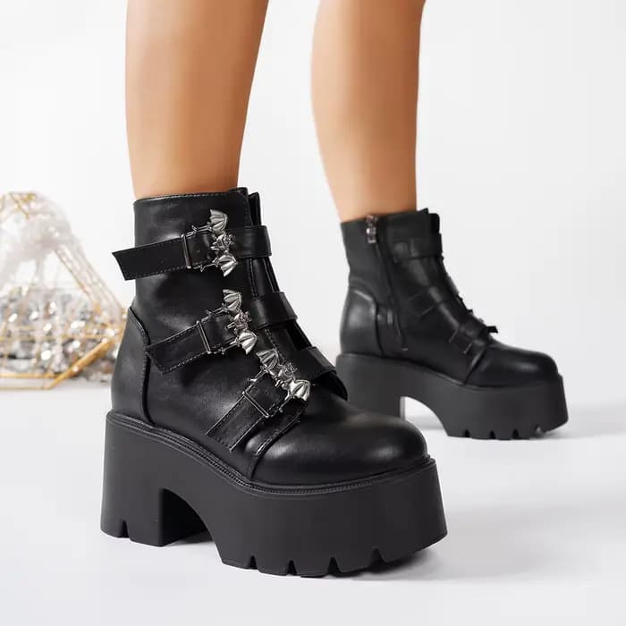 Punk Goth femmes moto bottes en plein air plate-forme talons hauts chaussures femme 2025 nouvelle marque de luxe