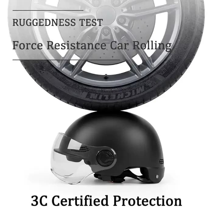 Casque demi-coque certifié 3C avec lunettes de protection pour hommes et femmes adultes