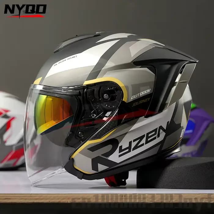 Casque de moto Ryzen pour homme et femme, demi-casque, 3/4, 138