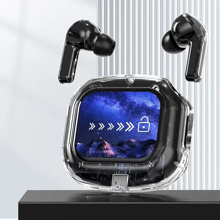 Écouteurs sans fil Bluetooth, réduction du bruit, binauraux, petits écouteurs intra-auriculaires, affichage LCD, basses stéréo, TWS, casque de sport