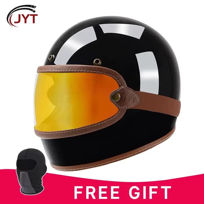 Casque de moto en fibre de verre intégral style vintage certifié DOT