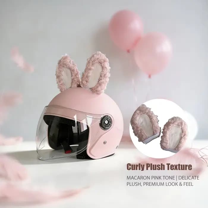 Nouveau casque rose avec décoration en oreilles de lapin en peluche