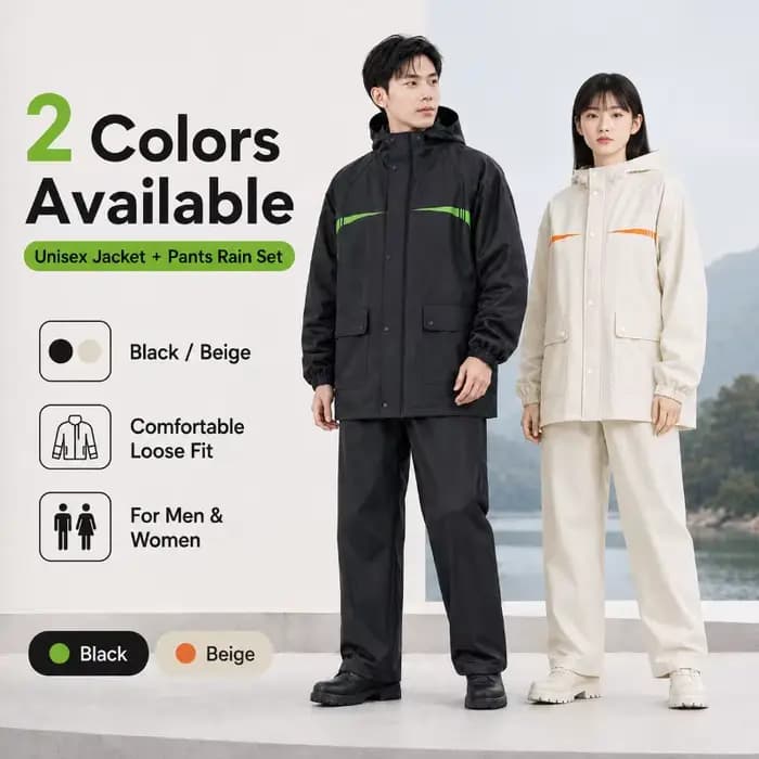 Combinaison de pluie imperméable unisexe 2 pièces pour le cyclisme – Veste et pantalon pour la conduite