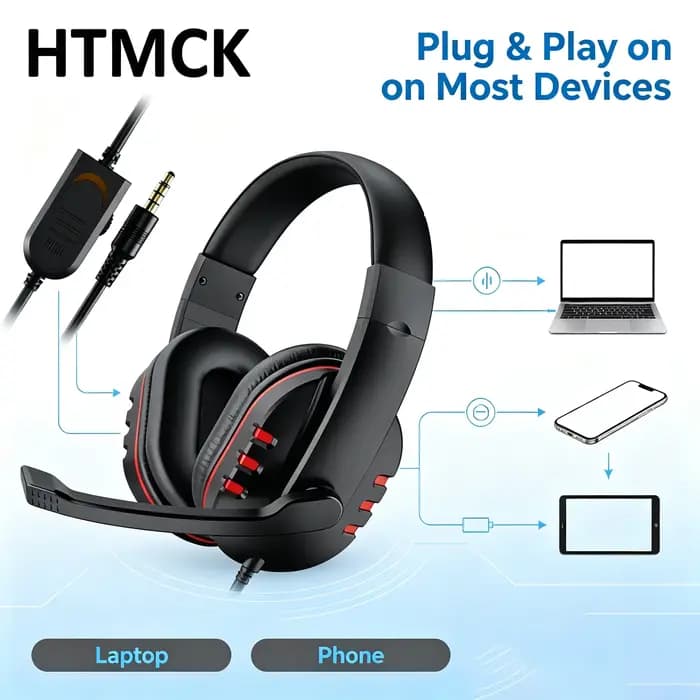 Casque de jeu filaire 3,5 mm pour PS4 PlayStation 4, PC, avec microphone
