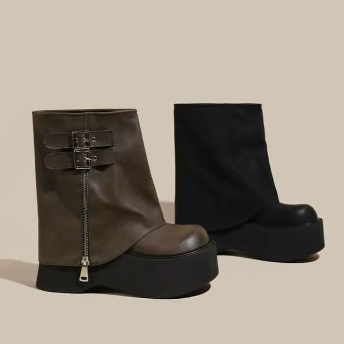 Bottines de motard à plateforme Y2K Punk pour femmes