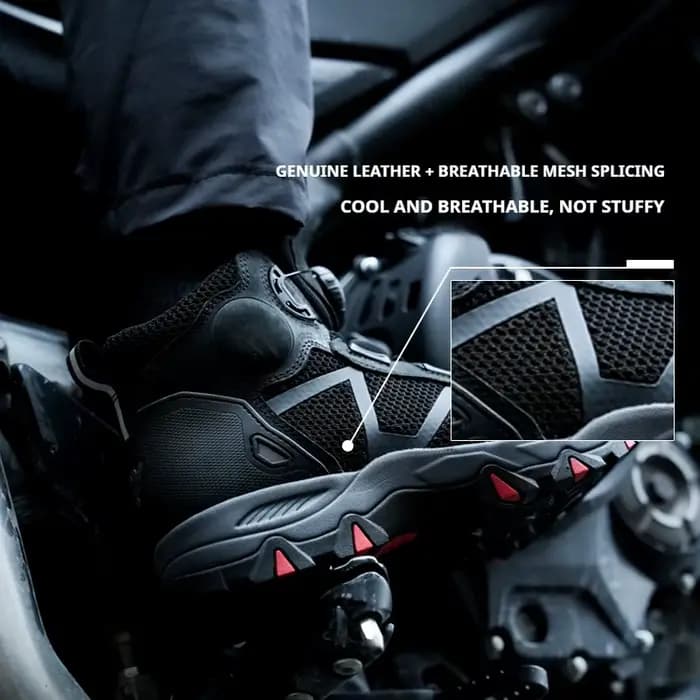 FEHER – bottes de moto en cuir de vache respirant pour l'été