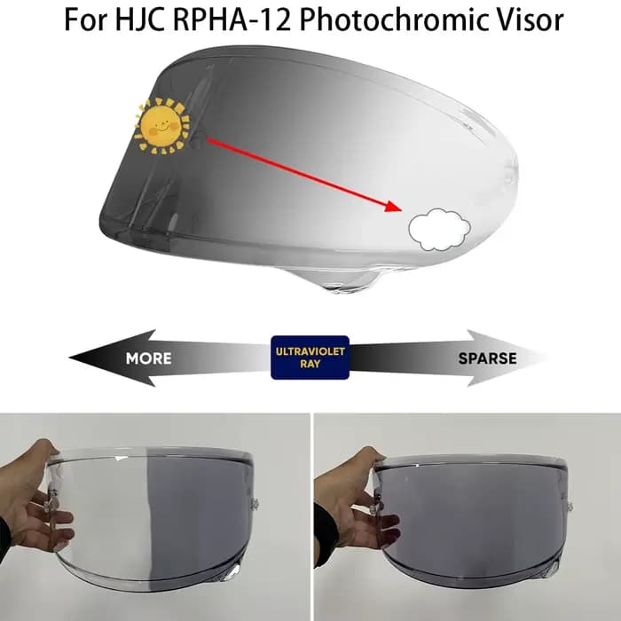 Visière photochromique adaptée au casque HJC RPHA 12 HJ-42 RPHA-12