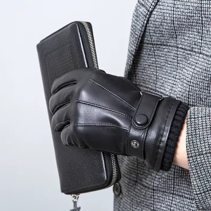M-XL hommes en cuir véritable conduite cyclisme cadeau gants hiver chaud doublure douce avec de l'optique en peau de