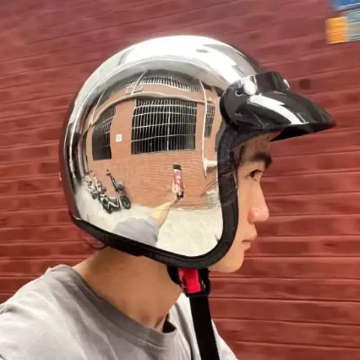 Casque Moto Rétro Ouvert Chromé Argenté Unique – Style Vintage Jet 3/4 Demi-Casque
