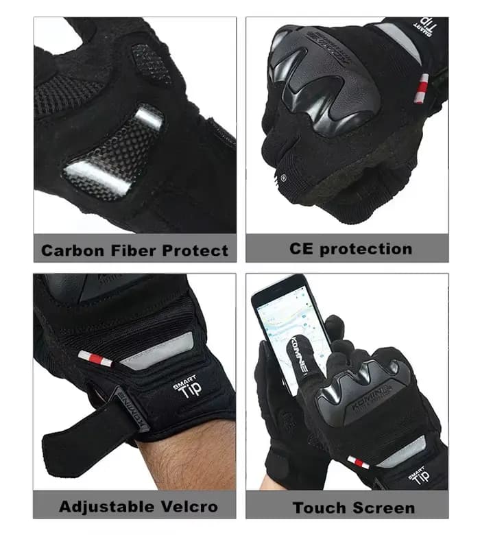 Gants de Moto d'Été Respirants à Doigt Complet